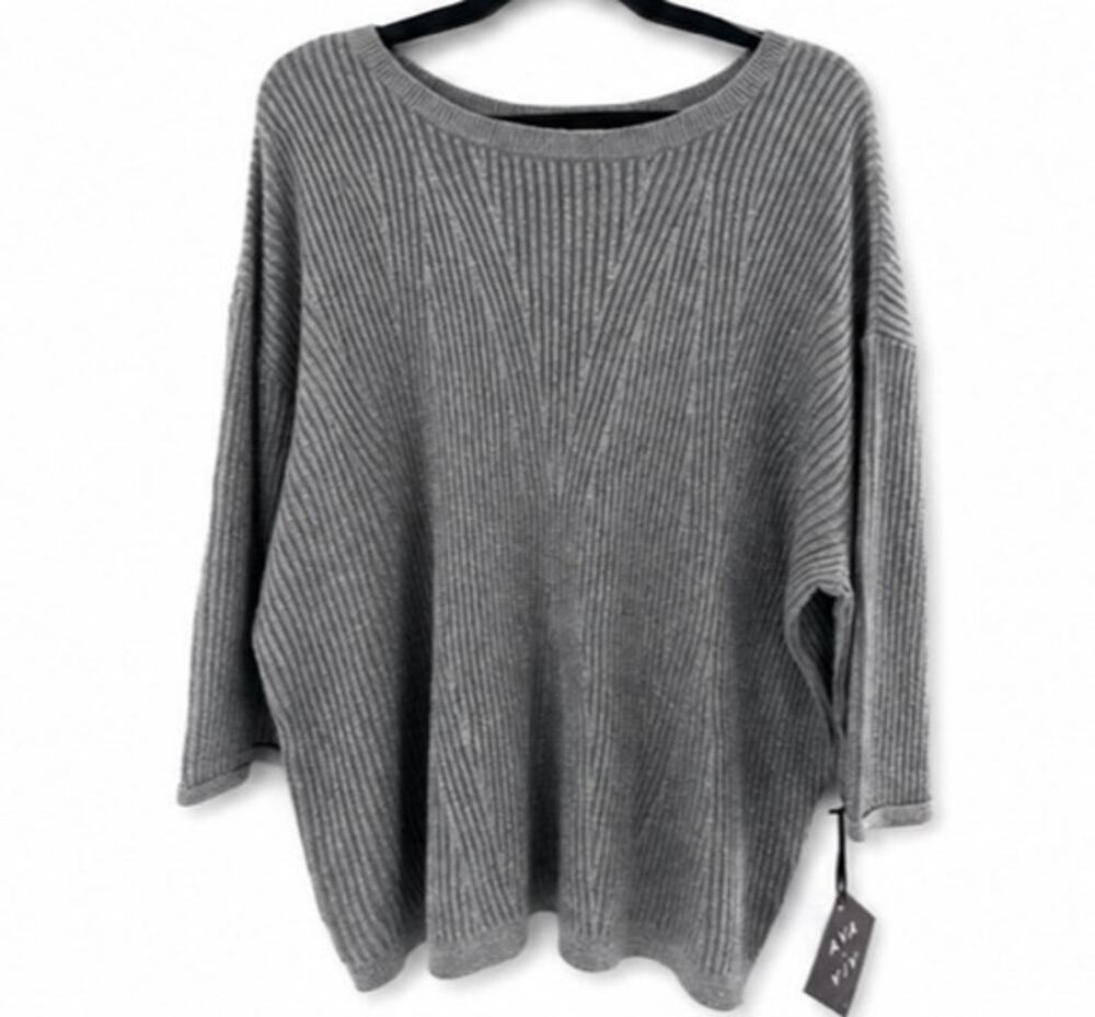 Ava & Viv Womens Sweater - 2X
Gray Sparkle Shimmer Acrylic
Blend